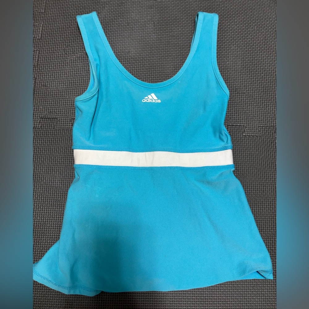 Adidas Aqua and White Climalite Babydoll  Athletic Tank size S